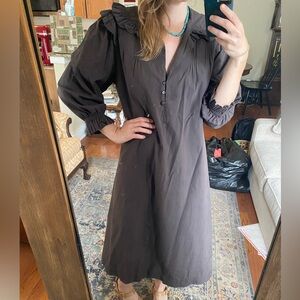 Caramel brown bibb dress Medium